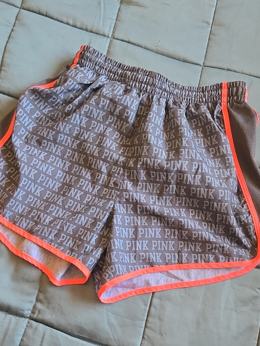 PINK Victoria's Secret Gray Athletic Shorts with Neon Trim